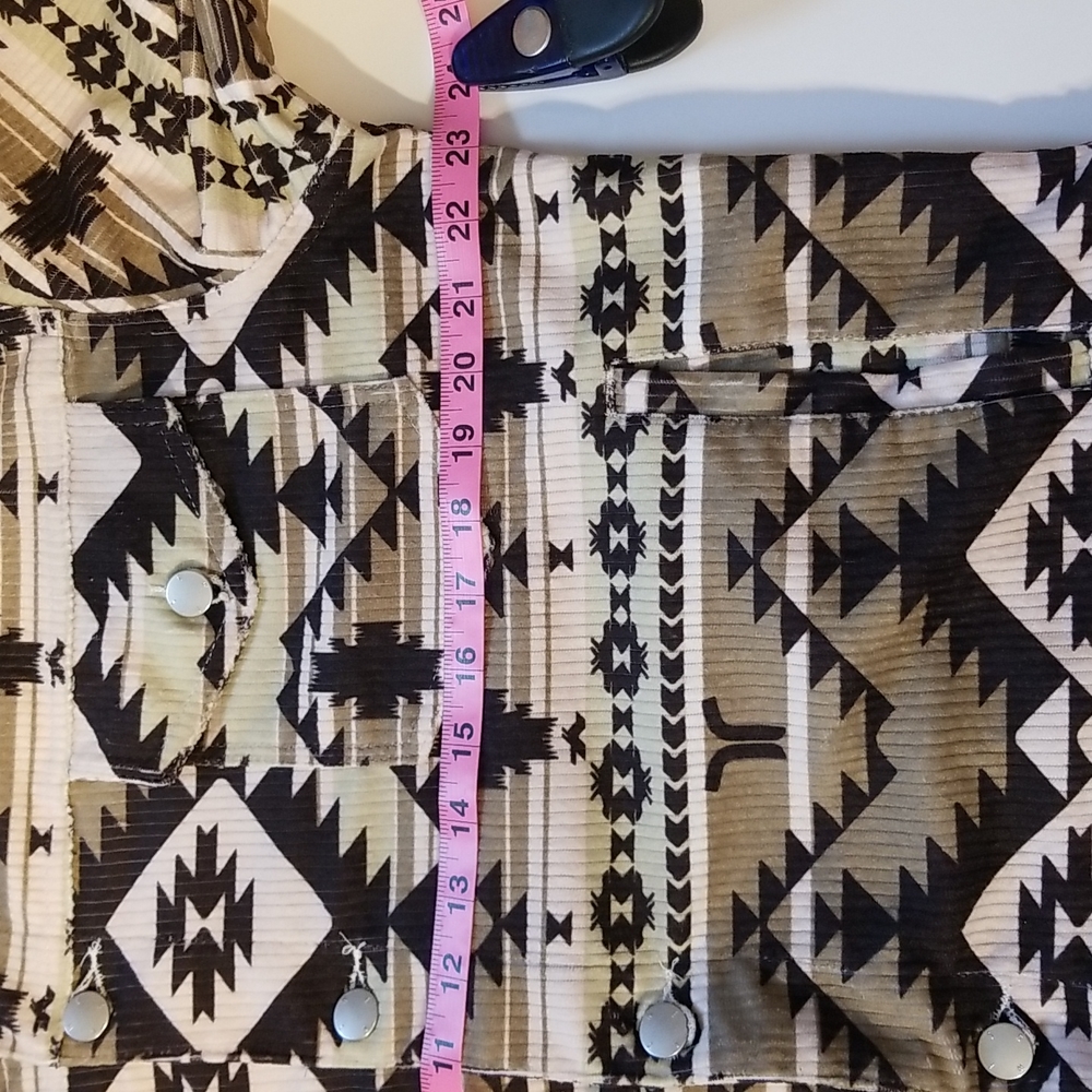 WESC Unisex Cord Trucker Light Blanket Shacket Tribal Boho Southwestern Print - Picture 6 of 17